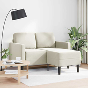Sofa 2-sjed s ležaljkom u obliku slova L krem 125 cm baršun