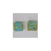 Kvadrat 20 mm tirkiz sa zlatnom sarom – Lampwork perle