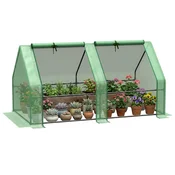 OUTSUNNY Vrtni rastlinjak 180x90x90 cm z 2 rolo vrati, rastlinjak za vrt z jekleno konstrukcijo in plastično prevleko, za vrt zelenjava rože sadje, zelena