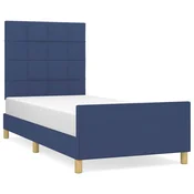 Vidaxl posteljni okvir brez vzmetnice Modra 100x200 cm Tkanina