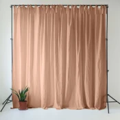 Rožnato-rjava lanena zavesa 140x170 cm Cafe Creme – Linen Tales