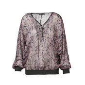 KOROSHI Bluza  modra / svetlo rjava / črna / bela