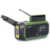 Nedis RDDBCR2000GN - Radio za hitne slučajeve | DAB+ / FM | Na baterije / Napajanje putem USB-a / Ručna kurbla / Solarna energija | Budilica