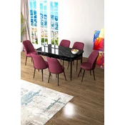 Hanah Home Set Trpezarijski sto i 6 stolica Zen, Bordo-crni