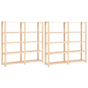 Stojalo s policami 5-nadstropno 2 kosa 170x38x170 cm borovina