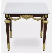 Casa Padrino luxury baroque side table with marble top white/dark brown/gold - Rectangular solid wood table in baroque style - Baroque furniture - Noble & magnificent