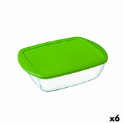 NEW Pravokotna Škatla za Malico s Pokrovom Pyrex Cook & Store Zelena 1,1 L 23 x 15 x 7 cm Silikon Steklo (6 kosov)