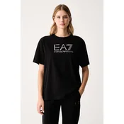 EA7 Emporio Armani oversize kratka ženska majica bombažna