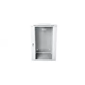 12U wall mounting cabinet 19 rack 600x600, glass door, double sectioned, mounted, 60kg, grey (RAL 7035)