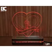 Black Cut 3D Lampa sa 9 različitih boja i daljinskim upravljačem - Forever in Love ( L01 )