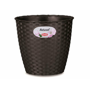 Stefanplast Pokrov za cvetlični lonec NATURAL temno rjava plastika d14x13cm