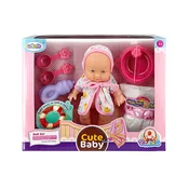 Lutka Cute Baby – Realističen dojenček z dodatki za igranje Roza