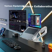 Brateck Postolje za laptop, za dva ekrana, sa mehaničkom rukom, Sivo