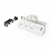Digitus razdelilec 3x220V 2xUSB TipA TipC 1,5m namizni bel DA-70626