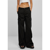 Womens high-waisted and wide-leg twill trousers black