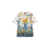 Desigual Majica temno modra/zelena/oranžna/bela