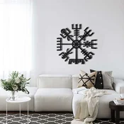 WallXpert metalni zidni ukras 5126, vegvisir, nordijski kompas sa runama, 60 x 60 cm, crni