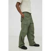 Pamučne hlače Samsoe Samsoe boja: zelena, ravni kroj