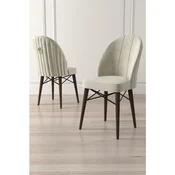 Hanah Home set trpezarijskih stolica Ritim 8 kom, krem tkanina Babyface, drvene noge boje oraha