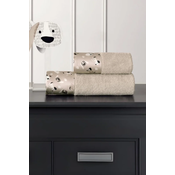 Otroški darilni set brisača in kopalna brisača BEAGLE, 2 kosa Bež Set (brisača 50x100cm, kopalna brisača 75x150cm)