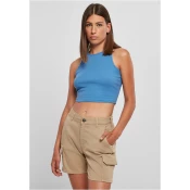 Womens top with cropped ribs horizon blue