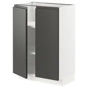 METOD Podni element s policama/2 vrata, bela/Voxtorp tamnosiva, 60x37 cm