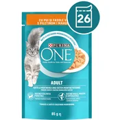 Purina ONE ADULT mokra hrana za odrasle mačke, mini fileti s piščancem in stročjim fižolom, 26x85g