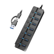 shumee Aktivno vozlišče USB 3.2 Gen1 s 7 vrati, LogiLink LED stikala, hitro napajanje