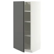 METOD Visoki element s policama, bela/VOXTORP tamnosiva vertikalna rucka, 60x60x140 cm