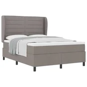 Vidaxl Postelja z vzmetnico z vzmetnico Taupe 140 x 200 cm blago