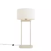 Stoječa svetilka bež z ovalnim belim platnenim senčilom 35 cm - Thijmen