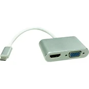 ROLINE Roline USB-C® / HDMI adapterski kabel USB-C® vtič\, HDMI-A vtičnica 0.10 m srebrna 12.03.3215 USB-C®-Display kabel, (20417640)