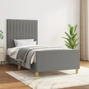 Greatstore Posteljni okvir z vzglavjem temno siv 80x200 cm blago