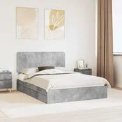 Vidaxl Konstrukcija postelje s predalom Betonsko siva 150 x 200 cm