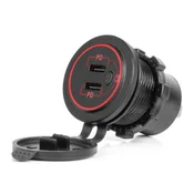 shumee Avtopolnilec z USB vtičnicami, vodoodporen, s stikalom, 2x USB-C, 12V, 24V AMIO-04224
