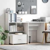 vidaXL predalna omara s kolesi Bela 55x45x33.5 cm iz inženirskega lesa