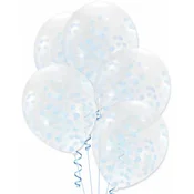 PartyPal Balony z Konfetti BŁĘKITNE DUŻE 30 cm, 5 szt.