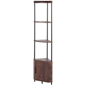 VEVOR Kotna polica 5-nadstropna visoka kotna omara z LED lučjo in vrati 305x305x1678 cm rjava