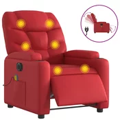 MAISON CHIC Električni masažni naslanjač - Relax naslanjač rdeče umetno usnje, (22134965)