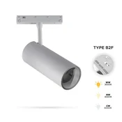 Bela LED tirna svetilka 20W 3CCT tip B2F za magnetne tirnice SMART TRACK 48VDC