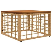 Vidaxl Vrtna miza Naravna 55 x 55 x 37 cm PE Ratan in Steklo