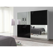 Garderobna omara Murrieta 173 Bela, Sijaj črna, 206x244x64cm, Vrata omare: Drsna