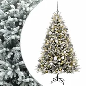 Vidaxl Umjetno božično drevo z okrasnimi kroglami 180 cm 300 LED