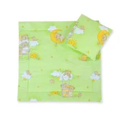 Bobono Posteljnina za voziček z odejo in polnilom za vzglavnik - Teddy Bears on Green