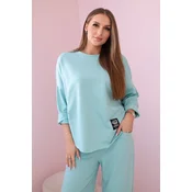 Cotton sweatshirt trouser set mint