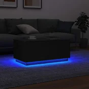 vidaXL Klubska mizica z LED lučkami črn hrast 90x49x40 cm