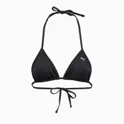 PUMA Swim Womens Triangle Bikini Top Shirt, Black