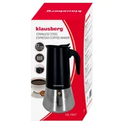 slomart Kavos aparat za espresso Klausberg KB-7847, 12 skodelic, nerjaveče jeklo, črna/srebrna