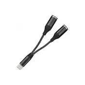 SX-08 Adapter za slušalice, Type C, 2 x 3.5mm, Crni