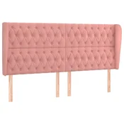 Vidaxl Vzglavje z ušesi roza 203x23x118/128 cm žamet